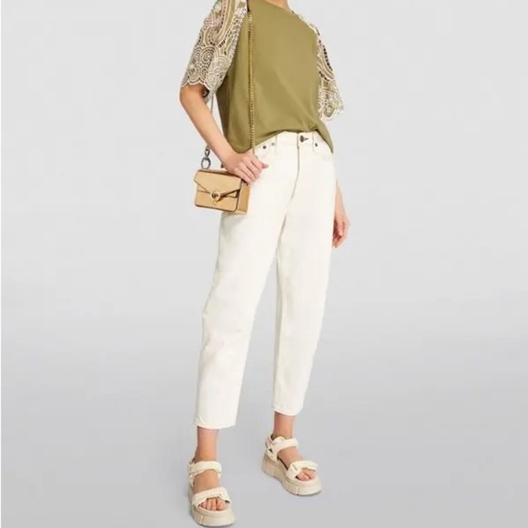 Sandro Broderie anglaise-detail shirt olive Lace Sleeve Women's Top - Picture 12 of 13